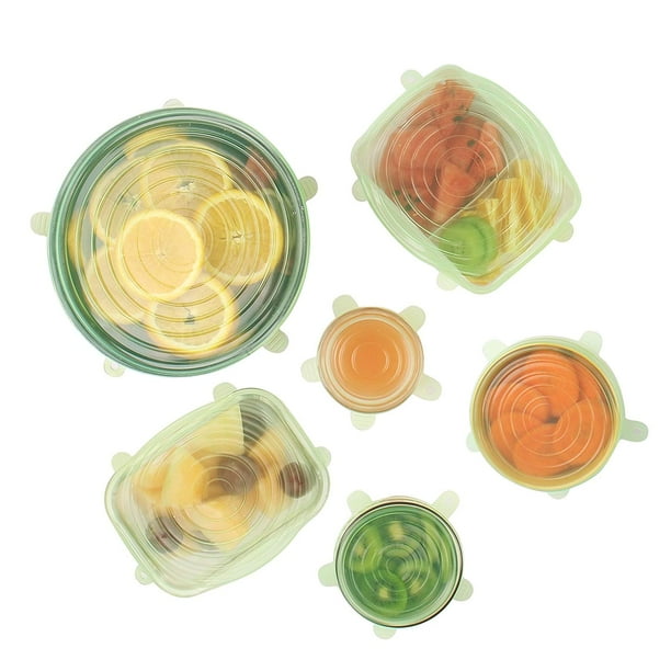 Silicone Food Wrap Reusable Seal Cover Keep Fresh Cap Stretchable Lid Pack of 6